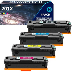 Hyggetech 201X CF400X Compatible Replacement Toner Cartridges for HP 201X CF400X 201A CF400X CF401X CF402X CF403X Toner for HP Color Laserjet Pro MFP M277dw M277n M252dw M277 M274n M252n M252 M252