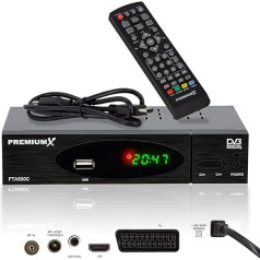 Premium X PremiumX FTA 530C Full HD Digital DVB-C / C2 TV Cable Receiver | Car Installation USB Media Player Scart HDMI WLAN Optional | Cable TV Suitable for Any Cable Provider