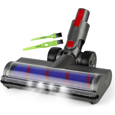 Italdos Motorised Electric Turbo Brush Compatible for Dyson V7 V8 V10 V11 V15 Brush with Soft Roller for Parquet, Tiles with LED Light, Large Suction - Soft Roller