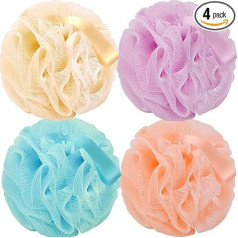 Farmoga Губка для ванны Loofah Back Scrubber Shower Sponge Soft Mesh Exfoliating Stool Shower Ball Bath Sponges for Men and Women Bathroom Accessories (4 Pack 50g, Multicolor)