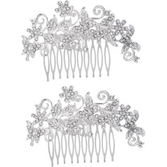 Minkissy Līgavas kāzu matu ķemme Slide Clip Hairpiece Vintage matu ķemme izgatavoti no sakausējuma Pearl matu ķemme matu ķemme parūkas Tiara matu ķemme Clip Rhinestone ķemme Crystal Headpiece matu spraudņi Pack of 2