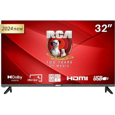 RCA E32-RH1Q1L TV 32 collu (81 cm) televizors, HD, Ultra Clear, trīskāršs uztvērējs (DVB-T2/S2/C), viesnīcas režīms, 2024