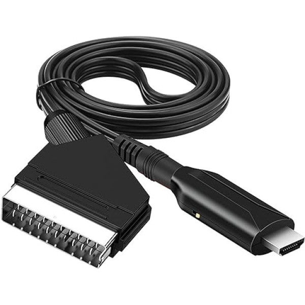 Sporgo SCART uz HDMI kabelis, adapteris SCART uz HDMI, viss vienā SCART uz HDMI pārveidotājs, video audio pārveidotājs SCART uz 1080p/720p HDMI ar HDMI kabeli HDTV STB VHS Xbox PS3 Sky DVD Blu-ray utt.