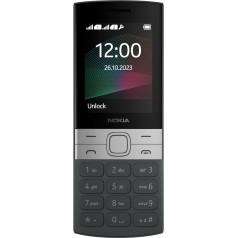 Nokia 150 funkcionālais tālrunis ar FM radio, kameru ar zibspuldzi, jaudīgu akumulatoru, 20 stundu sarunu laiku un 30 dienu gaidīšanas režīmu, melns