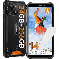 OUKITEL WP32 PRO Āra viedtālrunis Android 14, 24 (6+18) GB RAM + 256GB ROM/1TB Āra mobilais tālrunis bez līguma, 6300mAh, 20MP kamera, 6,0 collu HD, IP68 ūdensizturīgs būvlaukuma mobilais tālrunis