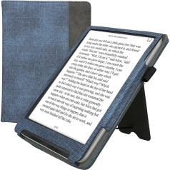 Чехол kwmobile совместим с Pocketbook InkPad 4 / Color 3 / Color 2 / Vivlio InkPad 4 / InkPad Color 3 Case - Flip Case with Hand Strap - Faux Leather Cover - Dark Blue Dark Grey