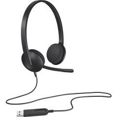 Logitech H340 austiņas ar mikrofonu, stereo austiņas, regulējams trokšņu slāpēšanas mikrofons, grozāmi ausu spilventiņi, USB ports, 1,8 m kabelis, PC / Mac / klēpjdators - melnas krāsas