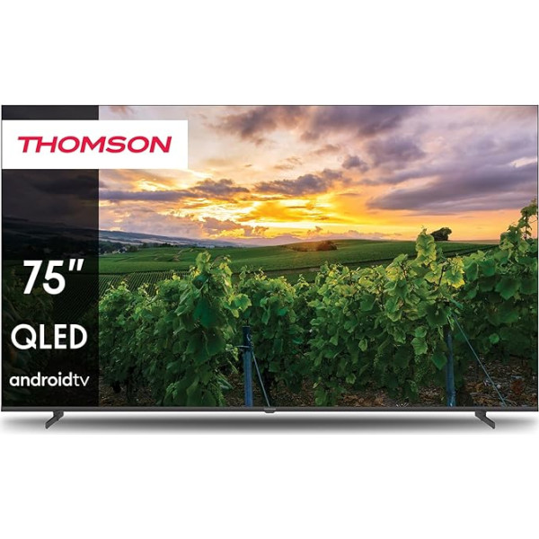 Thomson 75 collu (189 cm) QLED TV Smart Android TV (WLAN, HDR, trīskāršais DVB-C/S2/T2 uztvērējs, balss vadība) - 75QA2S13-2023