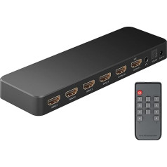 goobay 58479 HDMI matricas slēdzis no 4 uz 2 / Matricas slēdzis sadalītājs 4K @ 60Hz / ar tālvadības pulti Blu Ray atskaņotājam, Xbox, PS5 un TV / 4 ieejas un 2 izejas slēdzis, melns