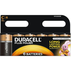 Duracell Plus Power Typ C sārmu baterijas, 6 gab. iepakojumā