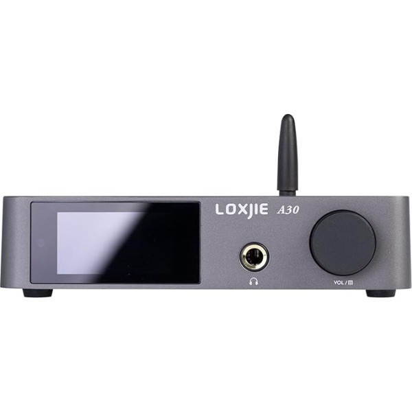 LOXJIE Infineon A30 galda stereo HiFi audio pastiprinātājs austiņu pastiprinātājs MA12070 D klases pastiprinātājs ES9023 DAC mikroshēma USB/Optical/Coaxial/RCA/Bluetooth 5.0 ieeja (ar tālvadības pulti)