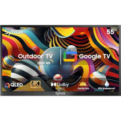 SYLVOX 55 collu QLED āra televizors Smart Google televizors - Quantum Dot Color, 1000nit, ūdensizturīgs televizors, balss palīgs, kopīgošana ar TV, Dolby Atmos, terasei, daļējai saulei (Deck Pro 2.0 QLED)