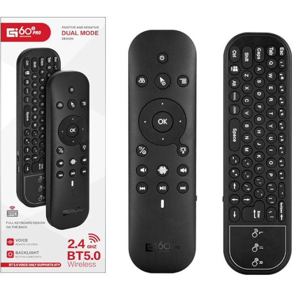 RUPA Bluetooth tālvadības pults, 2024 jaunākā 2.4G Bluetooth tālvadības pults Android TV pierīcei, viedajam televizoram, klēpjdatoram, MiniPC, projektoram, HTPC, multivides atskaņotājam (G60S Pro Plus)