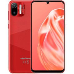 Ulefone 3G viedtālrunis bez līguma, Note 6, 8,5 mm īpaši plāns Dual SIM mobilais tālrunis, 6,1 collu HD+ ekrāns, 3 karšu slotu dizains, Android 11 Go, 1GB + 32GB, 2MP + 5MP kamera, Face Unlock GPS, sarkans