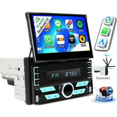 OiLiehu 2+64G Android 13 Auto radio 2 DIN ar bezvadu CarPlay Android auto, 7 collu IPS motorizēts izvelkamais ekrāns ar navigāciju WiFi Bluetooth Mirror Link FM RDS SWC USB EQ AUX + atpakaļgaitas kamera