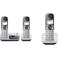 Panasonic KX-TGE522GS DECT tālrunis senioriem ar ārkārtas izsaukumu, sudraba-melns & KX-TGE510GS DECT tālrunis senioriem ar ārkārtas izsaukumu (lielo pogu tālrunis, bezvadu, īpaši skaļš), sudraba-melns