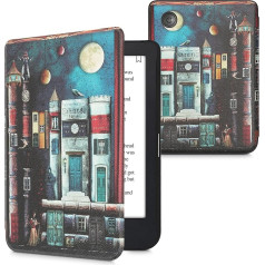 kwmobile Flip Case saderīgs ar Kobo Clara 2E / Tolino Shine 4 Case - eReader Case - Book City Multicoloured