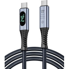 SooPii USB 4 kabelis ar LED displeju, atbalsta 8K video, 40 Gbps datu pārraidi, 240 W USB C uz USB C uzlādes kabelis, saderīgs ar iPhone 15, MacBook, Thunderbolt 3, monitoriem, dokstacijām (1 m)