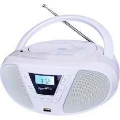 Reflexion CDR614UWH Pārnēsājams CD FM PLL-USB stereo radio (2 x 16 W, maksimālā mūzikas jauda), USB MP3 atskaņošanai, 3,5 mm Aux-In savienojums, programmēšanas funkcija (CD: 20 dziesmas), balts