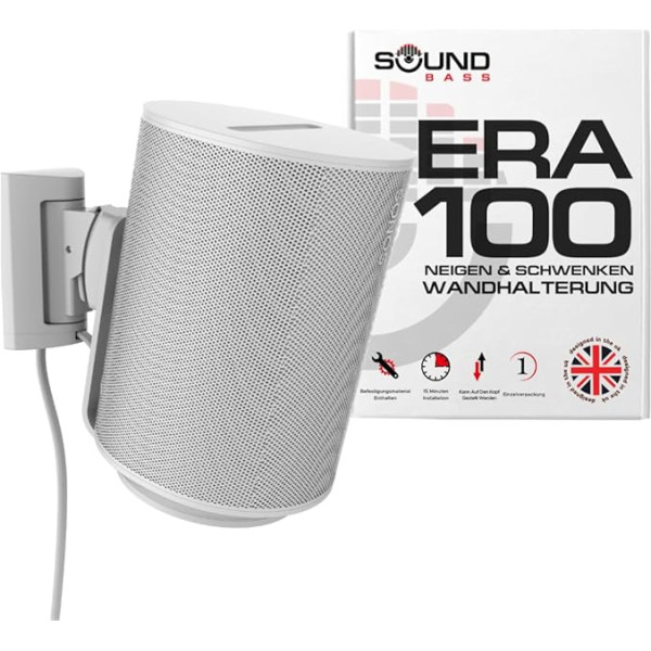 Sound bass ERA100 Tilt & Swivel White Single Wall Mount kronšteins (1 gab.) Saderīgs ar Sonos ERA 100 Viegla uzstādīšana Komplektā ietilpst montāžas komplekts