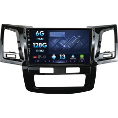 9 collu IPS auto radio Android Toyota Hilux/Fortuner/Revo/Vigo 2005-2014 GPS navigācija WiFi Carplay DSP SWC BT 360 kamera Ātrā palaišana 6GB+128GB