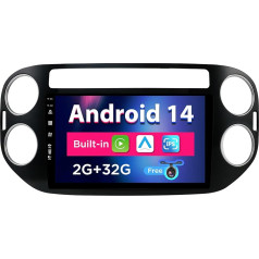 SXAUTO Android 13 IPS Auto Radio piemērots VW Tiguan 1 NF (2006-2017) - Iebūvēts Carplay/Android Car - Bezmaksas atpakaļgaitas kamera - 2G + 32G - Vadāms no stūres DAB Fast Boot WiFi 4G BT - 2 DIN 9