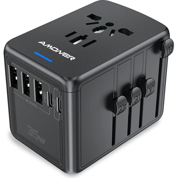 Amoner 35W Adaptador Enchufe De Viaje Universal Enchufe Adaptador Internacional Con DOS Puertos USB para Japón China Canadá USA EU UK AU Acerca De 250 Países para Navidad