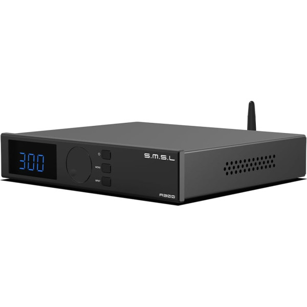 S.M.S.L A300 HiFi jaudas pastiprinātājs, iebūvēts D klases pastiprinātājs, SDB skaņas efekti, Hi-Res audio uztvērējs, RCA, Bluetooth 5.0, USB ieeja, 165 W x 2 THD+N 0,004% (ar tālvadības pulti)