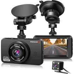 Feegar Dash Cam priekšējā un aizmugurējā MicroSD karte 1080P Full HD Sony sensora autokamera ar dubulto objektīvu Dash Cam automašīnām 170 platleņķa ar cilpas ierakstīšanu un G-sensoru HDR