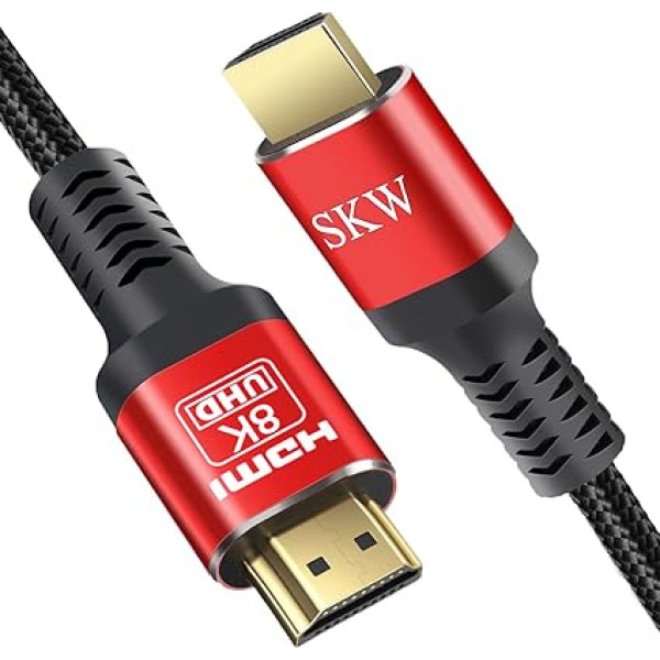 SKW HDMI 2.1 kabelis 6 m, 48 Gbps 8K īpaši ātrdarbīgs kabelis Atbalsta 8K@60Hz, 4K@120Hz 144Hz, DTS:X, HDCP 2.2 un 2.3, eARC, HDR 10 Saderīgs ar TV monitoru Xbox PS5/4