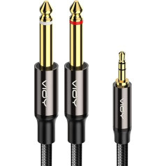 VIOY 2 Pack 6.35mm to 3.5mm Stereo Audio kabelis 1M skaļruņa kabelis datoram, CD atskaņotājam, multimediju skaļrunim un pastiprinātājam