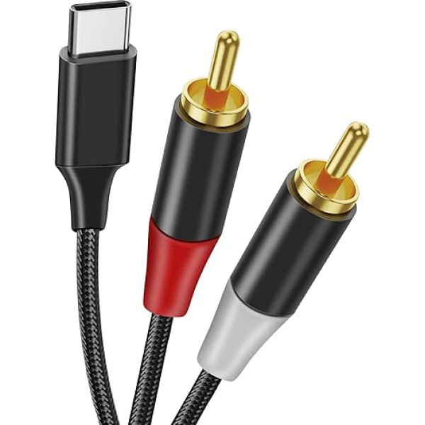 USB C uz RCA audio kabelis No C tipa uz 2RCA stereo adaptera kabelis, kas saderīgs ar iPhone 15 Series, iPad, Macbook, Huawei, Galaxy, MacBook, mājas kinozāli, DVD, pastiprinātāju, skaļruni, skaļruni, autoradio utt.