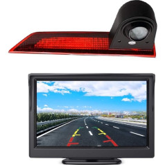 HD 720p Trešā jumta bremžu gaismas kamera Bremžu gaismu stāvvietas kamera Kameru komplekts atpakaļgaitas kamerai Nakts redzamības + 5 collu monitors Transporter Ford Transit Custom V362 2012-2019