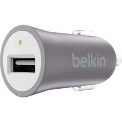 Belkin Premium Mixit Metallic Kfz Ladegerät (2,4A, USB pieslēgums, piemērots iPhone 8/8 Plus, iPhone X, iPhone X, iPhone SE/5/5/5c/5s, iPhone 6/6s/6 Plus/6s Plus, iPhone 7/7 Plus), pelēkas krāsas