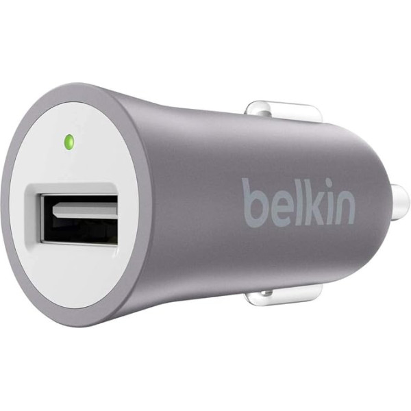 Belkin Premium Mixit Metallic Kfz Ladegerät (2,4A, USB pieslēgums, piemērots iPhone 8/8 Plus, iPhone X, iPhone X, iPhone SE/5/5/5c/5s, iPhone 6/6s/6 Plus/6s Plus, iPhone 7/7 Plus), pelēkas krāsas