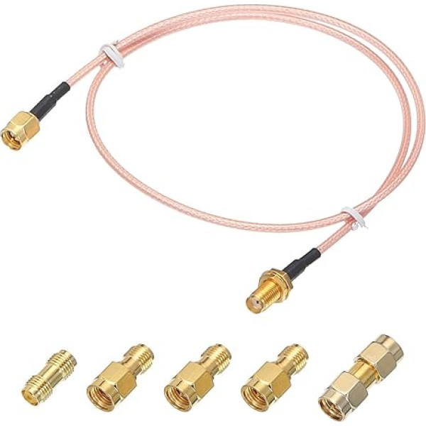 sourcing map RG316 Koaxialkabel, SMA-Stecker auf SMA-Buchse, mit Adapter, verlustarmes RF-Koaxialkabel, 4 m, Orange, 1 Stück