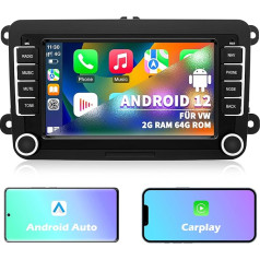 Auto radio VW Passat Golf Polo Golf Polo Caddy Bettle Touran Tiguan Jetta Seat Skoda, Android 12 System 2G + 64G, 7 collu 2 DIN skārienekrāns Carplay Android Car Screen Navigation WiFi Bluetooth FM RDS Radio