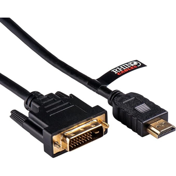 rhinocables HDMI zu DVI-Adapterkabel, DVI HDMI kabelis ar 1080P High Speed DVI 24+1 auf HDMI bidirektional Konverter unterstützt 3D, Full HD vergoldete Kontakte, Schwarz (2m)