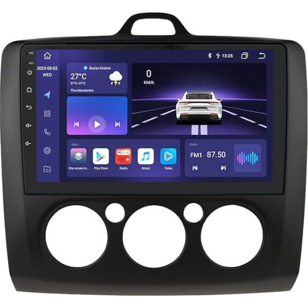 Hizpo Android Auto Stereo Bluetooth brīvroku komplekts, kas saderīgs ar Ford Focus Exi MT 2 3 Mk2/Mk3 2004-2011 HD skārienjūtīgais ekrāns Atbalsta Apple Carplay/Android Auto Stereo Radio (3G + 32G)