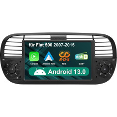 Android 13 Bezvadu Carplay auto radio Fiat 500 2007-2015 ar 7 collu skārienjūtīgo ekrānu WiFi Bluetooth DAB+SWC GPS navigācijas atbalsts Bezvadu Android auto brīvroku kamera atpakaļgaitā (melns)