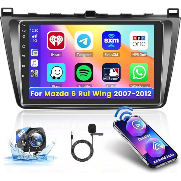 [2G + 64G] Hikity Auto radio navigācija Mazda 6 Rui Wing 2007-2012 Android 13 Wireless Carplay 9 collu ekrāns Radio ar Android auto GPS WiFi WiFi atpakaļgaitas kamera FM RDS DSP SWC Bluetooth MIC