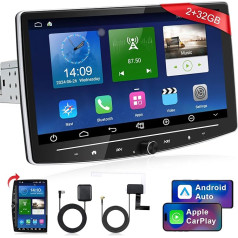 10 collu bezvadu CarPlay Android 13 auto radio, 2+32G 1-Din vertikāli rotējošs auto stereo radio ar Android auto bezvadu skārienekrānu Car-Play displejs navigācija DAB 4G WiFi RDS BT