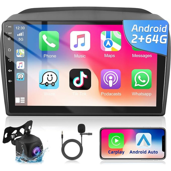 Podofo Auto radio priekš Opel Combo 2010-2015, Radio priekš Fiat Doblo 2011-2018, 9 collu auto stereo radio ar ekrānu, WiFi, Bluetooth, GPS, FM/RDS radio + atpakaļgaitas kamera