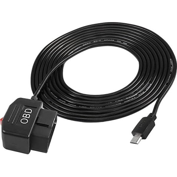 XMSJSIY OBD/OBD2 uz Micro USB barošanas kabelis OBDII barošanas kabeļa adaptera lādēšanas vads 12.8V - 36V / 11.6V - 36V līdz 5V 3A monitoringa/akc režīms 3.5M