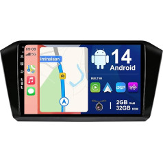 BXLIYER Android 14 Auto radio VW Passat B8 Magotan (2016-2020) - Iebūvēts CarPlay Android Car - Bezmaksas atpakaļgaitas kamera - 2G + 32G - IPS 10.1 collu 2 DIN - DAB stūres vadības stūres rats Fast Boot WiFi