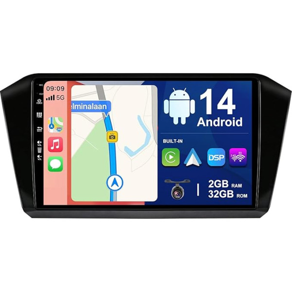 BXLIYER Android 14 Auto radio VW Passat B8 Magotan (2016-2020) - Iebūvēts CarPlay Android Car - Bezmaksas atpakaļgaitas kamera - 2G + 32G - IPS 10.1 collu 2 DIN - DAB stūres vadības stūres rats Fast Boot WiFi