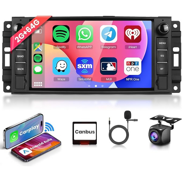 2G+64G bezvadu Carplay Android auto radio Jeep Wrangler Compass Chrysler 300C Sebring Dodge Challenger