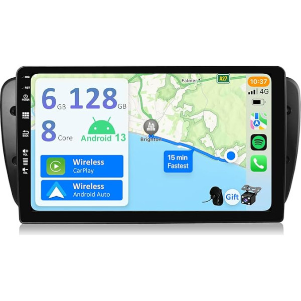 YUNTX [6GB + 128GB] Android 13 auto radio Seat Ibiza 6J (2009-2014)-[Integrēts CarPlay/Android Car/DSP/GPS]-9 collu IPS 2.5D kamera + MIC-DAB/Stūres kontrole/Mirror Link/Bluetooth 5.0/360