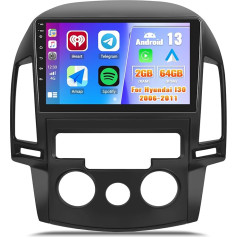 OiLiehu 2G + 64G Android 13 Auto radio 2DIN Carplay Android auto Hyundai I30 2006-2011 Auto radio ar 9 collu ekrānu Atbalsta Mirror Link/EQ/Bluetooth/SWC/FM RDS/WiFi/GPS/Augures skata kamera