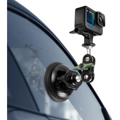 REYGEAK GoPro kameras piesūcekņa turētājs ar 1/4 vītnes tālruņa stiprinājumu Vējstikla stiprinājums transportlīdzekļa stiprinājumam GoPro Hero 12/11/10/9 Insta 360 DJI Osmo Action iPhone Android